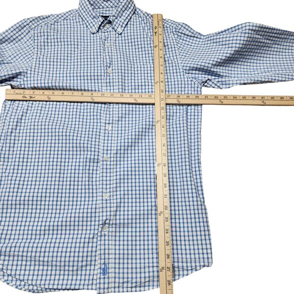 Johnnie-O Blue & White Checkered‎ Button-Down Shirt M 100% Egyptian Cotton - Picture 6 of 9